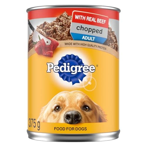 PEDIGREE CHOPPED Ground Adult Soft Wet Dog Food – With Real Beef - 12x 375g (13 oz) Cans