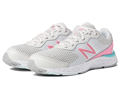 New Balance Kid's 680 V6 Hook and Loop Running Shoe, Nimbus Cloud/Bubblegum/Surf, 6 Wide Big Kid