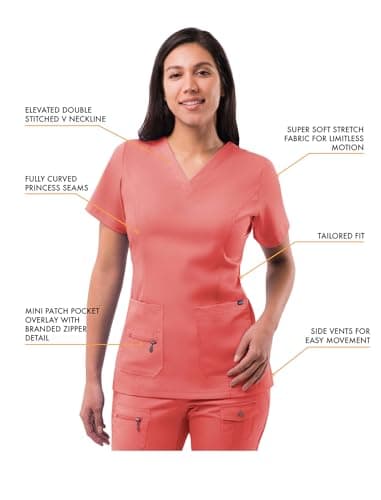 Adar Pro Breakthrough Plus Scrub Set For Women - Enhanced V-Neck Top & Multi Pocket Pants - 4400 - Rapture Rose - S — view 2