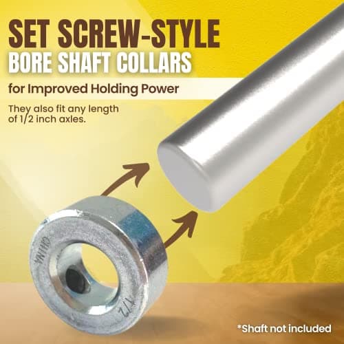 (4-Pack) 1/2” Bore Solid Steel Shaft Collars with Zinc Plated Coating - Durable Shaft Collars Suitable for Machinery and Industrial Use — view 3