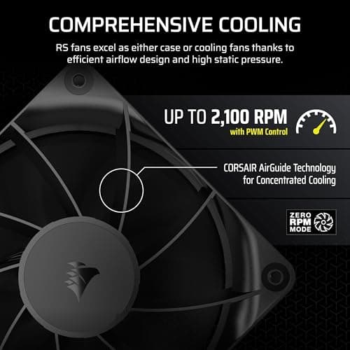 CORSAIR RS120 120mm PWM Fan – Daisy-Chain Connection – Low-Noise – Magnetic Dome Bearing – Single Pack – Black — view 3