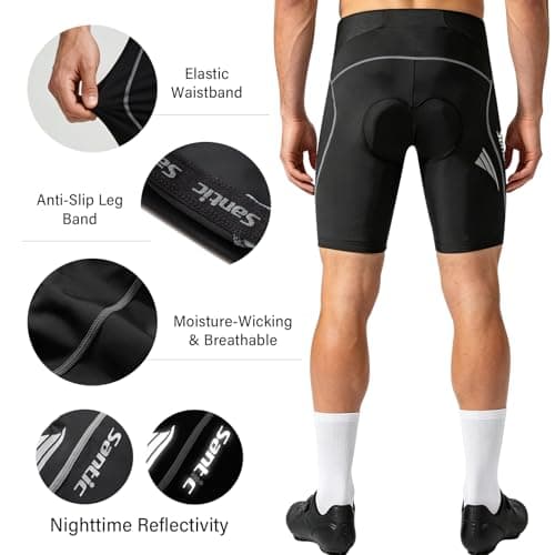 Santic Cycling Men's Shorts Cycling Road Biking Riding Bicycle Cycle Wear Accessories Tights 4D Coolmax Padded — view 2