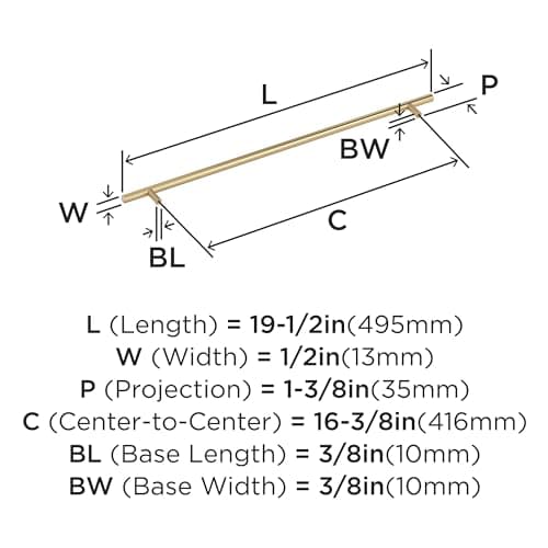 Amerock BP19015CZ | Bar Pulls 16-3/8 inch (416 mm) Center-to-Center Champagne Bronze Cabinet Pull | Kitchen Cabinet Hardware | Furniture Hardware | Drawer Handle — view 2