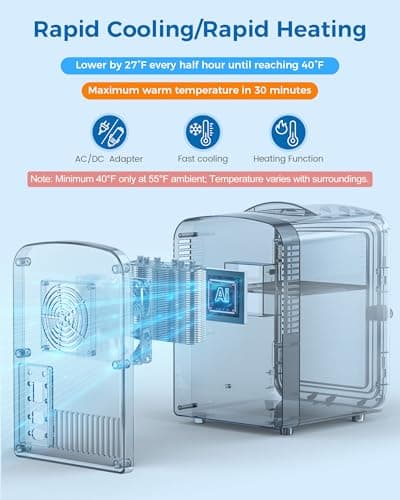 Electactic Mini Fridge for Skincare, 4L/6 Cans Small Cosmetic Fridge for Makeup & Beverage, Portable Desk Fridge Cooler and Warmer for Kids, Bedroom, Countertop, White — view 2