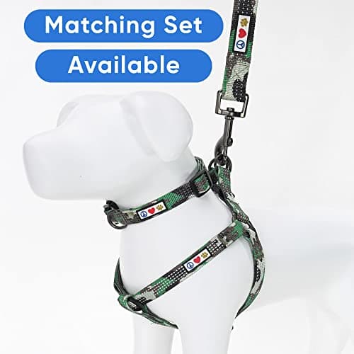Pawtitas Reflective Dog Collar with Stitching Reflective Thread | Reflective Dog Collar with Buckle Adjustable and Better Training Great Collar for Small Dogs - Green Camo Collar — view 5