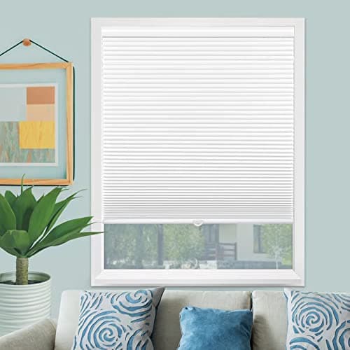 Cellular Shades for Windows and Doors- No Cord Total Blackout Honeycomb Blinds, Cordless Customize Large Size, Harmful UV Rays and Heat Insulation for Office Home, White-Blackout, Size 67 ½"W x 56" H