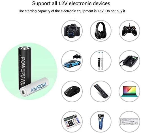 POWEROWL - 4 Pcs AA 2800mAh & 4 Pcs AAA 1000mAh Rechargeable Batteries with 8 Slot Smart Battery Charger Set, USB Fast Charging for Ni-MH Charger + 4AA+4AAA — view 5