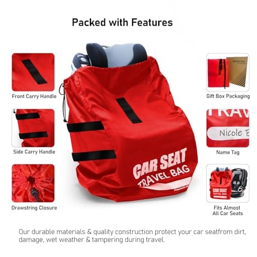 YTBRFUY Car Seat Travel Bag for Airplane, Large Car Seat Bags for Air Travel, Carseat Storage Bag for Car Seat Airport, Carseat Cover Travel - Baby Travel Essentials for Flying — view 4