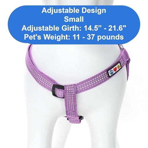 Pawtitas Reflective Step-in Dog Harness – Adjustable No-Pull Vest for Puppies to Seniors, Safe & Comfortable, S Orchid — view 3