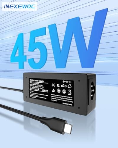 INEXEWOC USB C Laptop Charger 45W Compatible with hp chromebook/Spectre X360, Lenovo ThinkPad/Yoga, Dell Chromebook/Latitude, Acer, Asus, Samsung, Google Series Universal Chromebook Type C Power Cord — view 4
