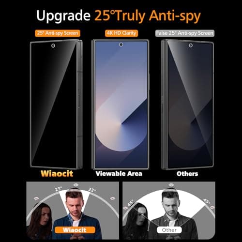 Wiaocit 3 Pack Privacy Screen Protector for Samsung Galaxy Z Fold 8 Ultra/Z Fold 7 with 3 Pack Camera Lens Protector, 9H Hardness, Tempered Glass, Bubble Free, Case Friendly