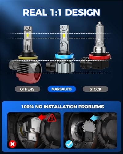 Marsauto H11 H9 H8 LED Headlight Bulbs, 900% Super Bright, Real 1:1 Design LED Bulbs, 6000K Cool White Halogen Replacement, 3 Mins Plug and Play, IP68, Pack of 2 — view 6
