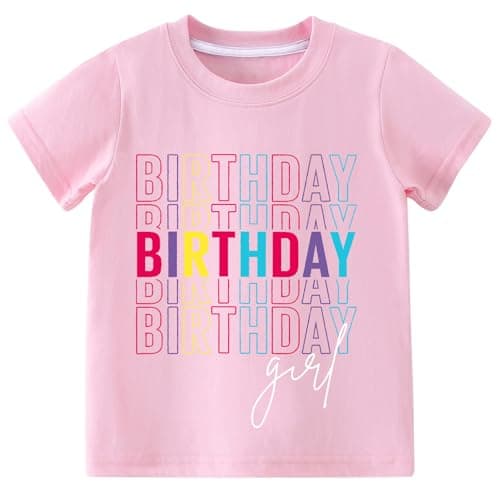 Cozkkidx 7th 8th Birthday Girl Shirt Crewneck Short Sleeve Tshirts 8 Years Old Cotton Birthday Shirt Outfits Pink 7-8t