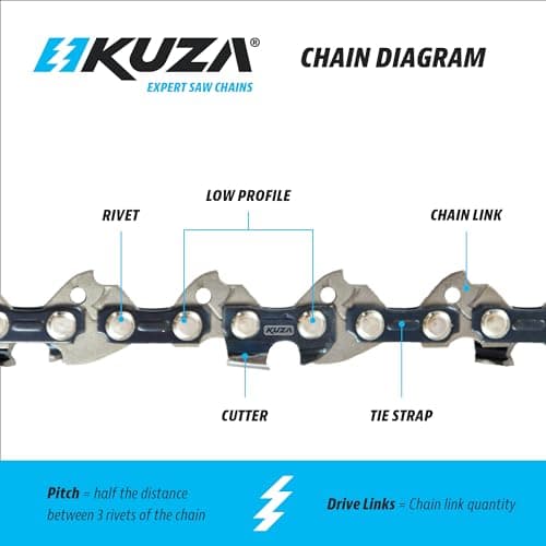 14 Inch Chainsaw Chain 3/8" LP Pitch, 050" Gauge, 52 Drive Links, German Steel, fits Husqvarna 120i, 135, Echo CS-310, Ryobi RY3714, Makita XCU11Z, EGO, WORX, POULAN and more - S52 (3 Chains) — view 5