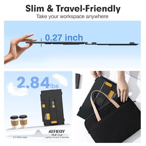 Upgraded Laptop Screen Extender, 15.6”Ultra-Thin Dual Portable Monitor with 1080P FHD IPS, Detachable & 4-in-1 Modes, USB-C/HDMI Plug-Play Monitor Extender for Mac/Win/Android, Fits 13-17" Laptops — view 2