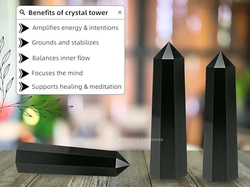 Amazing Gemstone Black Tourmaline Crystal Towers ~ Natural Healing Crystal Point Obelisk for Reiki Healing and Crystal Grid (2" to 3" INCH) — view 5