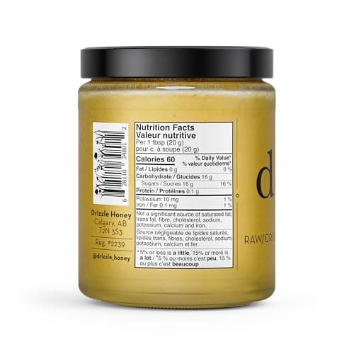 Drizzle Golden Raw Honey - Unfiltered, and Unprocessed - Rich in Nutrients and Beneficial Enzymes - Notes of Dandelion, Mint and Caramel - 100% Raw, Pure Honey - Gluten-Free, Paleo-Friendly (Pack of 2) 375g