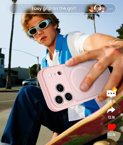 FNTCASE for iPhone 17 Pro-Max Case: [Compatible with Magsafe] Translucent Matte Cases with [Full Camera Protection] [Screen Protector] Military Grade Shockproof Protective Phone Cover - Light Pink — view 8