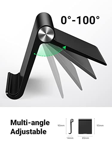 UGREEN Cell Phone Stand Holder for Desk Adjustable Compatible with iPhone 13 12 Pro Max 11 SE XS XR 8 Plus 6 7 Samsung Galaxy Note20 S20 S10 S9 S8 Cellphone Mobile Phone Holder Foldable Black — view 2