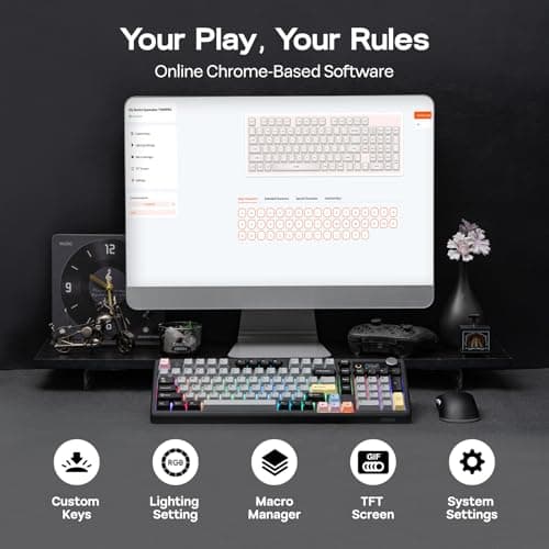 EPOMAKER TH99 PRO 96% Mechanical Keyboard with Screen & Knob, 10000mAh, 2.4Ghz/BT, Hot Swap, Custom Driver, RGB Backlight, PBT Keycap, Wireless Gaming Keyboard for PC/Mac (Black, Creamy Jade) — view 6