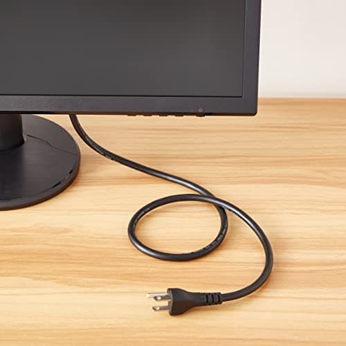 Amazon Basics PC Power Cord, 3 Feet, 3 Prong AC Power Cord for Monitor, Computer, TV, 18 AWG, 125 Volts, Black — view 5