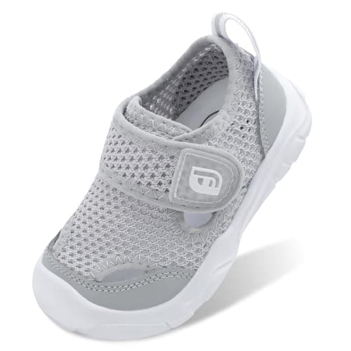 JOINFREE Barefoot Toddler Shoes with Wide Fit Quick-Dry Water Shoes with Flexible Sole and Non-Slip Outsole for Boys & Girls Light Grey Size 6