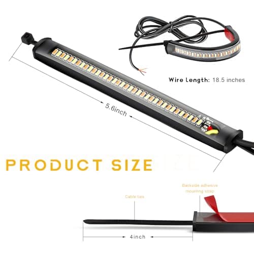 YTFRL 2PCS Motorcycle LED Turn Signal Light, Flexible Switchback Fork Turn Signal Blinkers Waterproof Tail Strips, Dual-Color DRL Daytime Running Light Adjustable Strip Bars for Motorbike