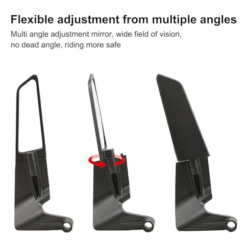 Motorcycle Mirrors, Universal 360° Adjustable Rotating Motorcycle Rear View Mirror with 8mm 10mm Bolt, Aluminum Alloy Handlebar Wing Mirrors Replacement for Motorcycle Scooter ATV Bike — view 4