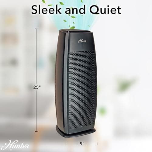 Hunter Air Purifiers for Home Large Room and Bedroom. True HEPA Air Purifier Tower for Pets, Odors, Allergens, Smoke, Dust, VOC's. Cleans 969 Ft² per Hour, 3 Fan Speeds, Sleep Timer. White — view 2