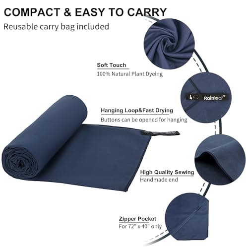 Rainleaf Microfiber Towel Perfect Travel & Gym & Camping Towel. Quick Dry - Super Absorbent - Ultra Compact - Lightweight. Suitable for Trip, Beach, Shower, Backpacking, Pool — view 2