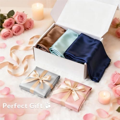 MR&HM Satin Pillowcase for Hair and Skin, Silk Satin Pillowcase 2 Pack, Queen Size Pillow Cases Set of 2, Silky Pillow Cover with Envelope Closure (20x30, Black)
