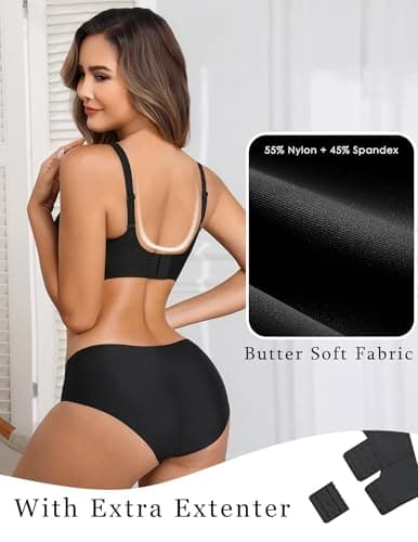 Showyoo Women Jelly Bras No Underwire Seamless Bralettes Comfort Wireless Bra V Neck Full Coverage T Shirt Brassiere Black L — view 8