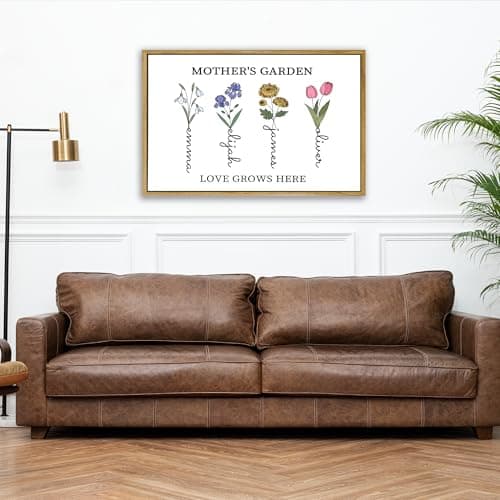 Personalized Mothers Day Idea Gifts for Mom Grandma Nana from Daughter Son Kids Custom Mothers Garden Birth Flowers Canvas Prints with Names Customized Mother's Day Birthday Gift — view 6