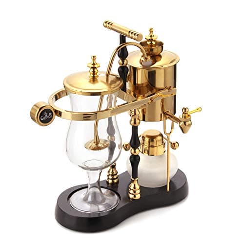 Diguo Belgian/Belgium Family Balance Siphon/Syphon Coffee Maker, Elegant Double Ridged Fulcrum with Tee Handle (Egyptian Black & Gold) — view 2