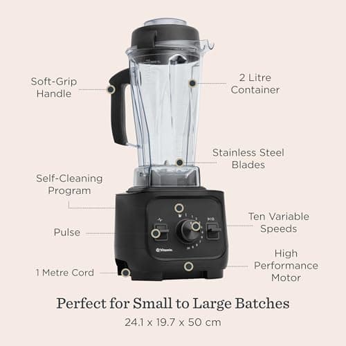Vitamix VX1 Blender, Professional-Grade Kitchen Blender for Smoothies, Soups, Juices and More, 10-Speeds, Stainless Steel Blades, Self-Cleaning Kitchen Appliance, 2.0 L Classic Container, Black — view 2