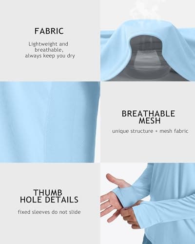 Roadbox UPF 50+ Sun Hoodie Men, Long Sleeve UV Protection Fishing Shirts with Mask, Lightweight Rash Guard for Hiking Outdoor — view 4