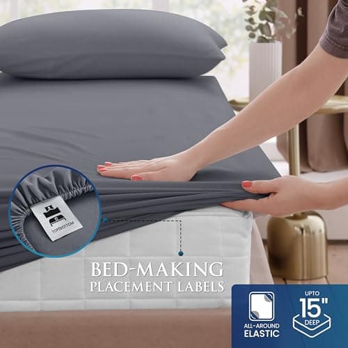 Utopia Bedding Twin XL Sheet Sets - Brushed Microfiber - Soft Bed Sheets for Twin XL Bed - Includes 1 Fitted, 1 Flat, & 1 Pillow Case - Deep Pocket (Grey) — view 2