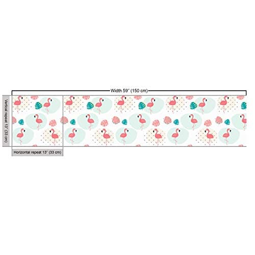 Ambesonne Tropical Fabric by The Yard, Flamingo Birds on Polka Dots Exotic Monstera Leaves Pastel Hawaiian, Decorative Fabric for Upholstery and Home Accents, 1 Yard, Coral Seafoam — view 2