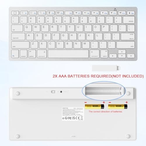 OMOTON Ultra-Slim Bluetooth Keyboard for iPad 11th/10th/9th/8th/7th, iPad Pro/Air/Mini and iPhone Series, Wireless iOS Keyboard with 12 Multimedia Keys for Office, Home, Travel, School, White — view 4
