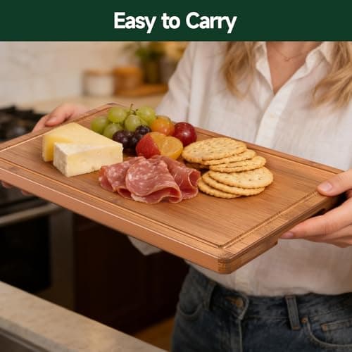 Zeawec 3-Piece Set Deep-Carbonized Bamboo Cutting Board for Kitchen - Crack-Resistant Wood Chopping Boards with Deep Juice Grooves, Pre-Oiled Butcher Block for Meat, Vegetables & Cheese, Carbonized — view 4