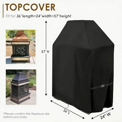 Startbuymore Waterproof Cover For Tall Outdoor Wood Burning Fireplaces Measuring 36L X 24W X 57H With Reinforced Top Seams(210D)