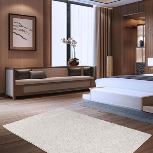 Ambiant Pet Friendly Solid Color Area Rugs Off White - 3' Square, Indoor, Stain Resistant, Perfect for Living Room, Bedroom, Dining Room, Entryway, Pet & Kids Friendly Rug, Wedding, Made in USA — view 2