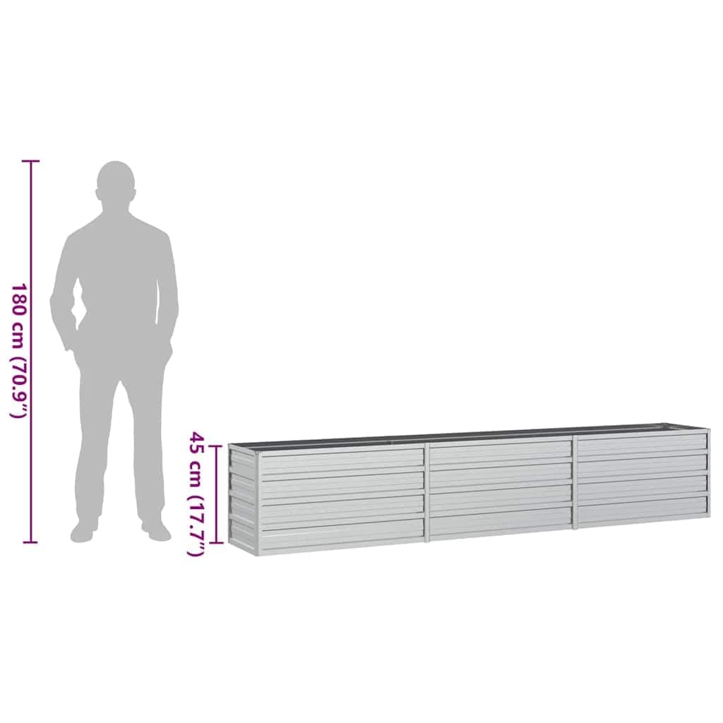 vidaXL Arriate Jardinera Macetero Cesta Pared Alambre Maceta Flores Plantas Jardín Patio Terraza Estable de Acero Galvanizado Plateado 240x40x45 cm — view 4
