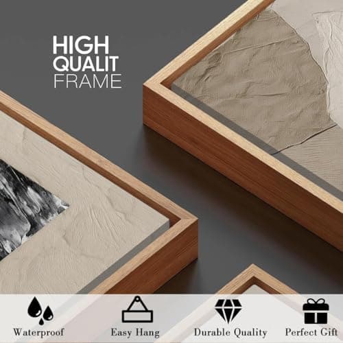 HPNIUB Large Abstract Paintings Framed Neutral Canvas Prints Mid Century Modern Wall Art for Living Room Bedroom Bathroom -16''x24''x3 — view 5