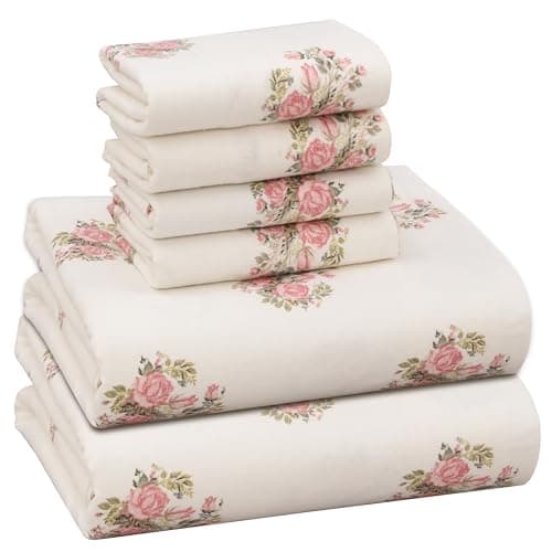 RUVANTI Flannel Sheets Queen Size 6 Pcs - 100% Cotton Double Brushed Bed Sheets, Deep Pockets 16 Inches Queen Sheet Set, All Seasons Breathable, Extra Soft & Comfy, Sowear