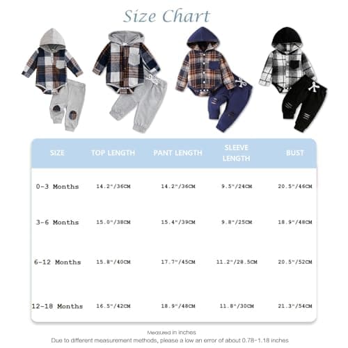 LUJENGEFA Baby Boy Outfits Tracksuit Plaid Button Down Hoodie Tops Pants Trousers Jogger Toddler 2Pcs Clothes Set Black 6-12 months — view 6