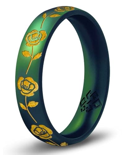 Knot Theory August Flower Gold Ink Green Enchanted Silicone Size 6 4mm