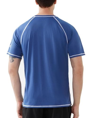Roadbox Mens UPF 50+ Swim Shirt, Short Sleeve UV Sun Protection Rash Guard, Quick Dry Water T-Shirt Surf Running Workout Tee — view 3