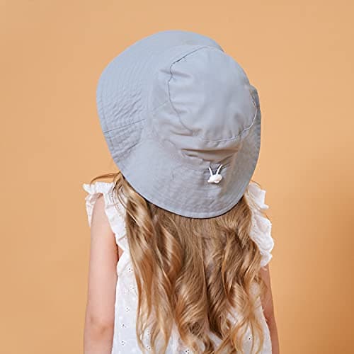 Mini angel Baby Sun Hat Kids Summer UPF 50+ Sun Protection Beach Wide Brim Toddler Baby Boy Girl Bucket Hat 2 Pcs (Solid Navy+Grey,2-6Years) — view 3