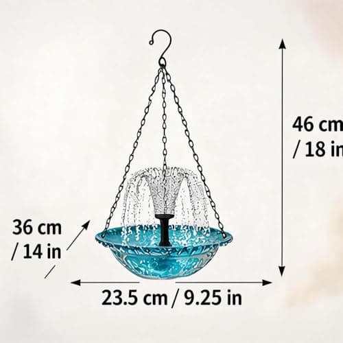 Solar Powered Hanging Bird Bath Fountain, 3-Tier Cascade Solar Water Fountain with Integrated Solar Panel, Upgraded Water Pump for Garden, Patio, Outdoor Bird Decor (Blue, Set A)